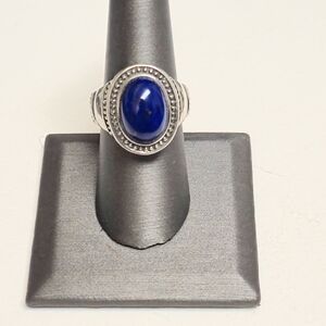Lapis Oval Cabochon Sterling Silver Sz 8½ Ring